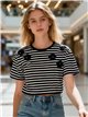 Camiseta crop de rayas flores