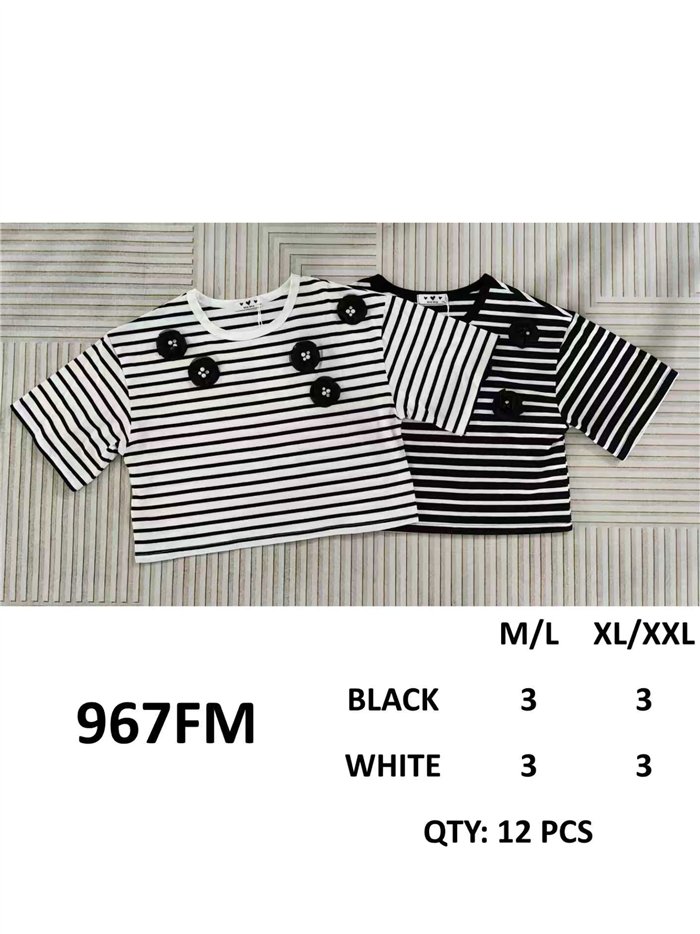 Camiseta crop de rayas flores