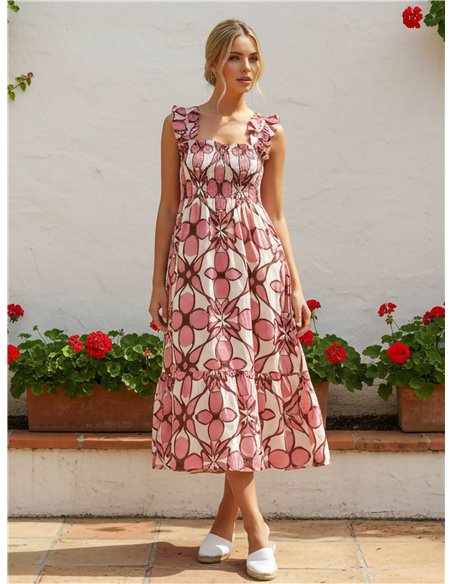 Vestido largo estampado geométrico