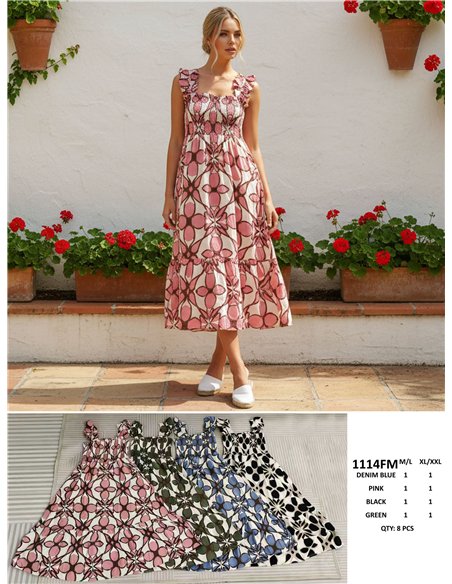 Vestido largo estampado geométrico