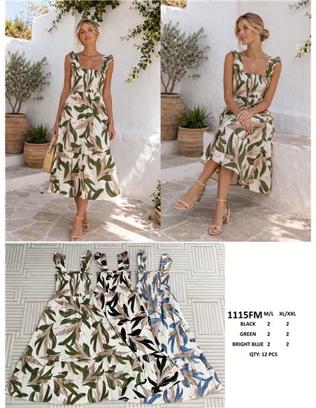 Vestido largo hojas tropicales