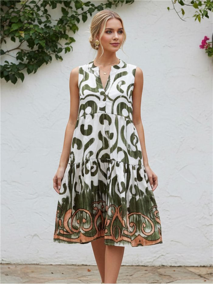 Vestido midi estampado abstracto