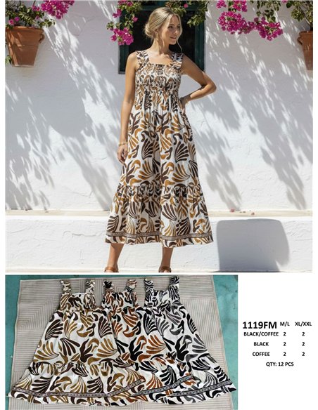 Robe longue tropicale à grandes feuilles