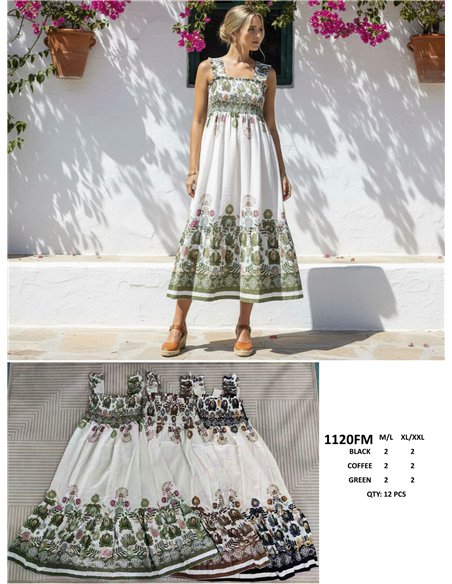 Vestido largo estampado cenefa floral