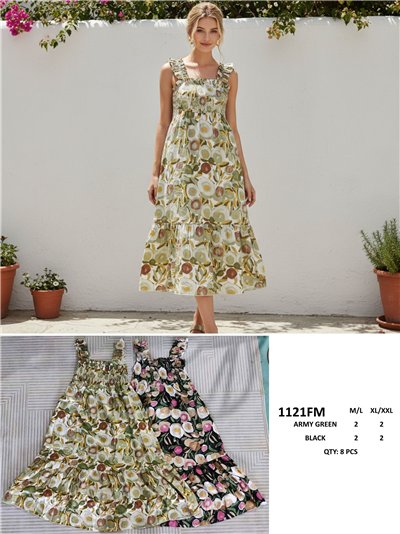 Abito lungo con stampa floreale ad acquerello 2