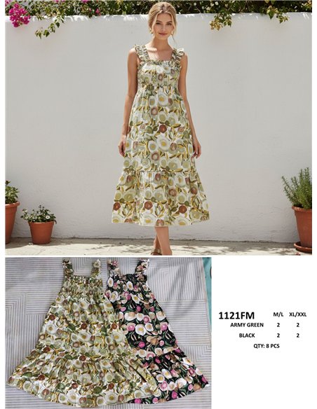 Abito lungo con stampa floreale ad acquerello