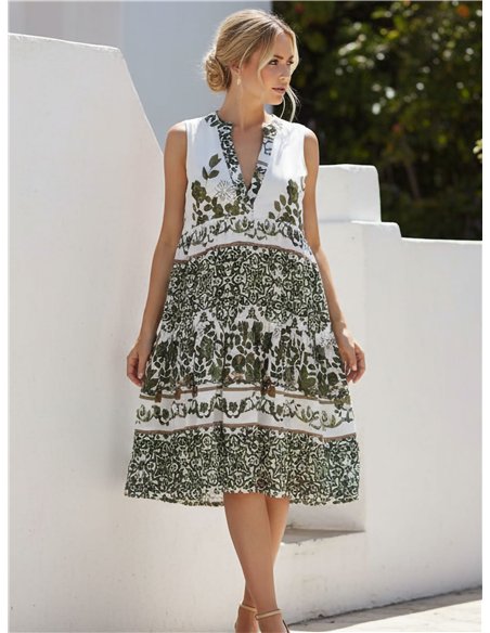 Vestido midi estampado cenefa boho