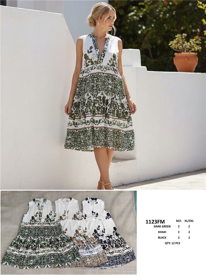 Vestido midi estampado cenefa boho