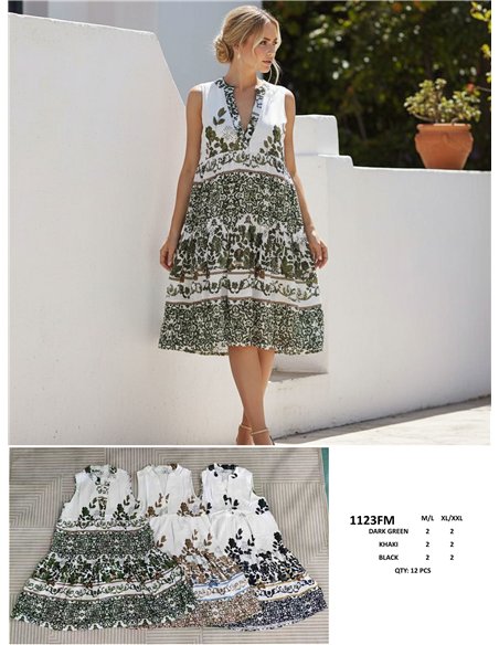 Vestido midi estampado cenefa boho