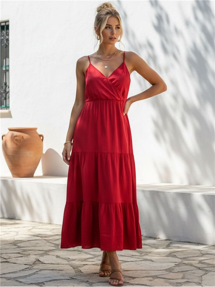 Vestido largo tirantes con vuelo