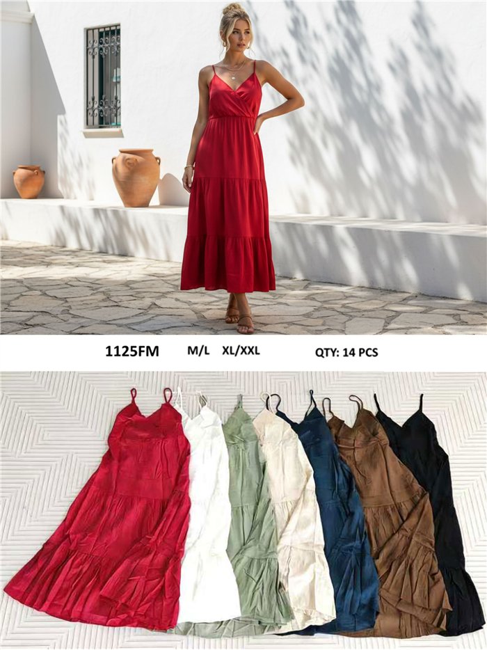 Vestido largo tirantes con vuelo