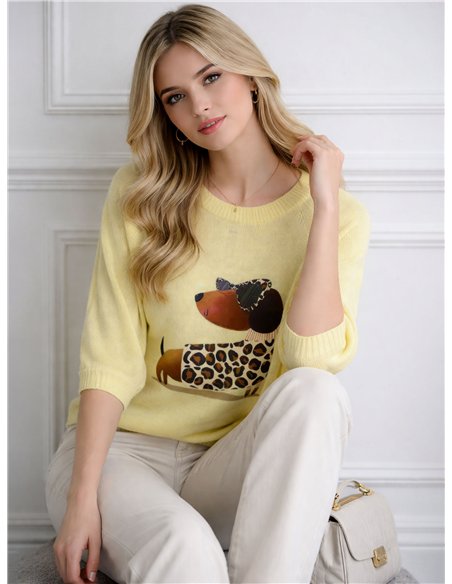 Jersey fino perro salchicha leopardo