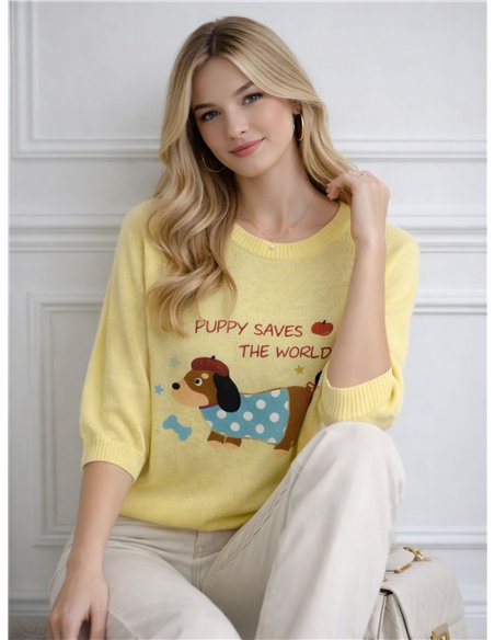 Jersey fino perro salchicha lunares