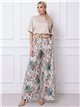 Pantaloni palazzo a fantasia floreale con cintura