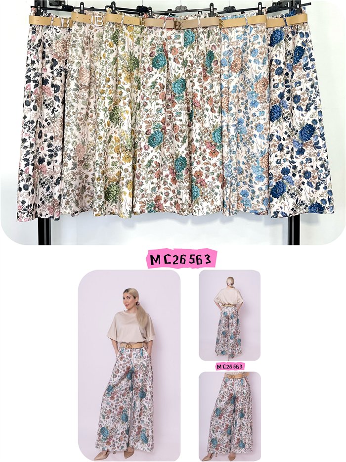 Palazzo-Hose mit Blumenmuster und Gürtel