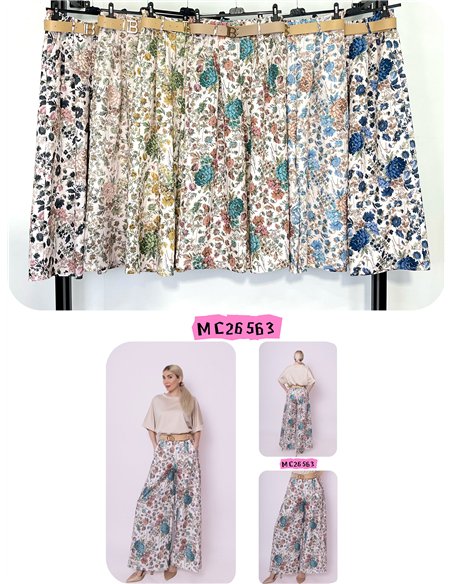 Palazzo-Hose mit Blumenmuster und Gürtel
