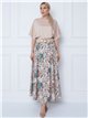 Falda midi floral con cinturón