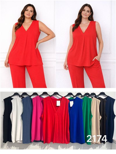 Haut en lycra à col en V grande taille 2