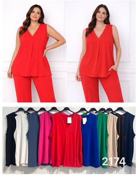 Haut en lycra à col en V grande taille