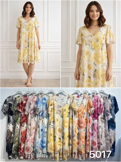 Chiffonkleid mit Pfingstrosenmuster 2