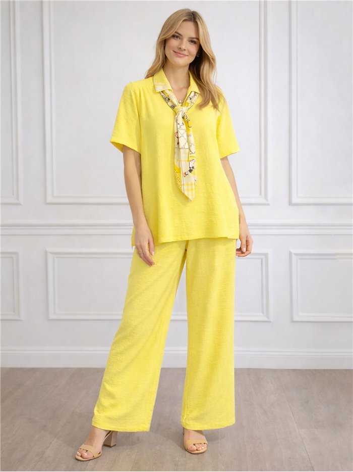 Ensemble blouse grande taille avec foulard et pantalon