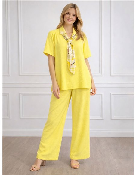 Ensemble blouse grande taille avec foulard et pantalon