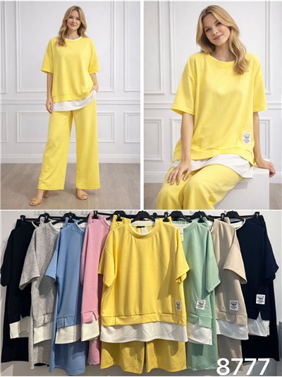 Conjunto sudadera talla grande efecto doble capa y pantalón 2