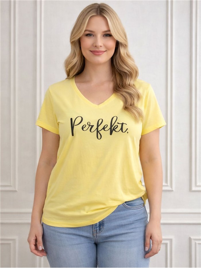 Camiseta texto cuello pico