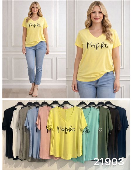 Camiseta texto cuello pico