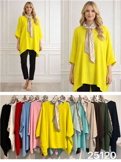 Blouse longue avec foulard décoratif 2