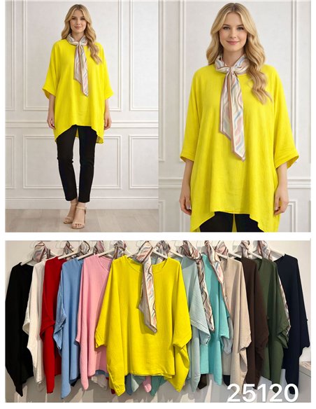 Blouse longue avec foulard décoratif