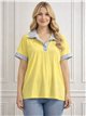 Camiseta canalé cuello polo a rayas talla grande