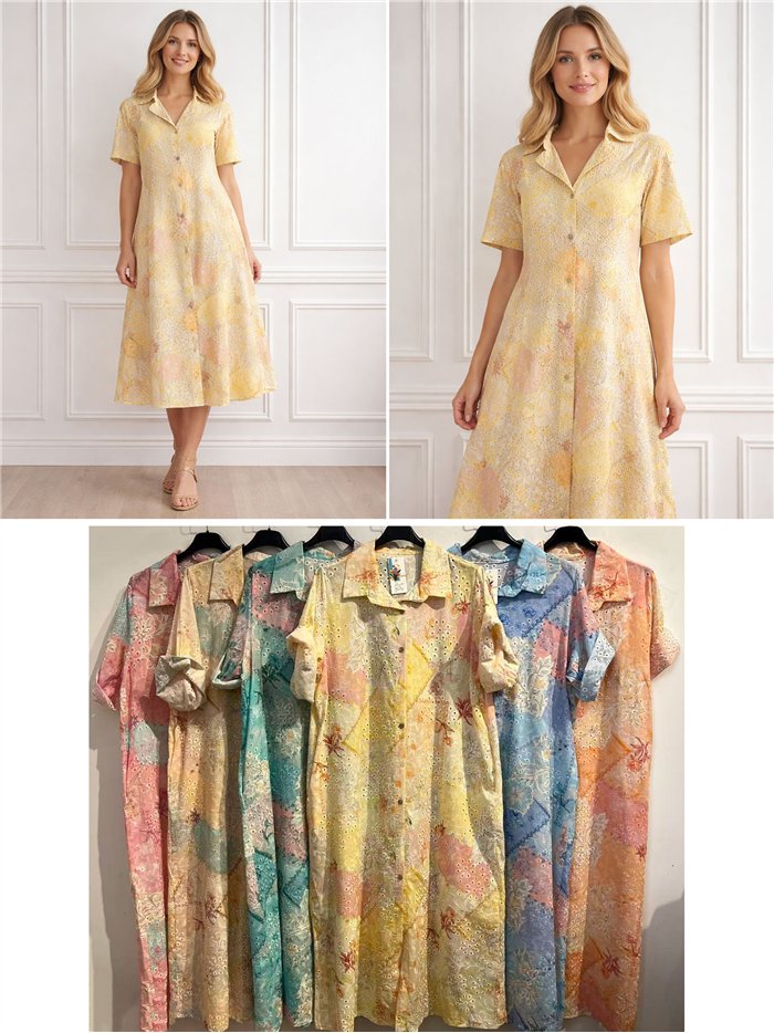 robe chemise patchwork ajourée