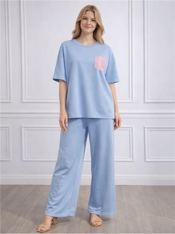 Conjunto sudadera talla grande con brillo y pantalón