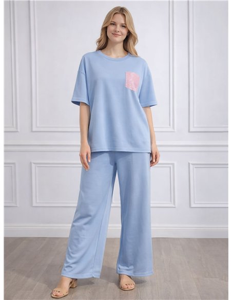 Conjunto sudadera talla grande con brillo y pantalón