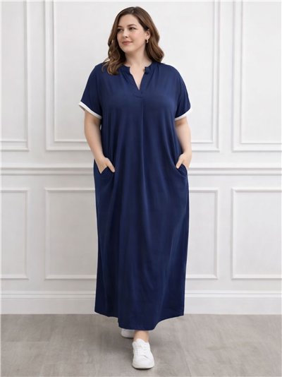 Vestido maxi fluido con bolsillos