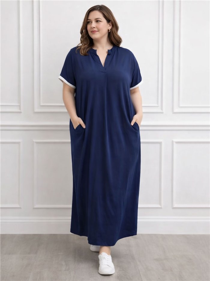 Vestido maxi fluido con bolsillos