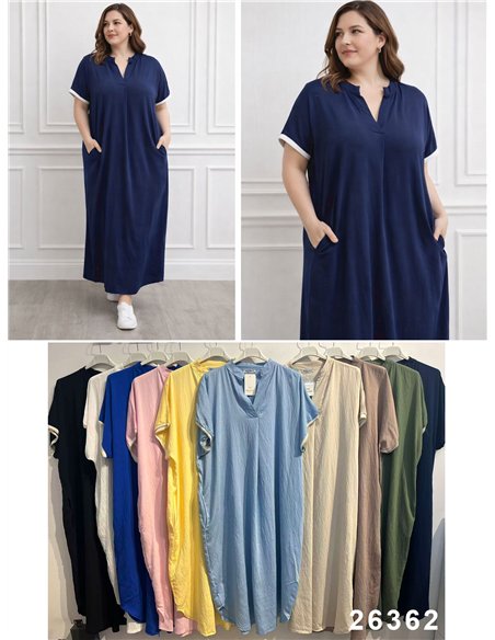 Vestido maxi fluido con bolsillos