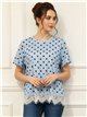 Camiseta lunares con bajo de encaje