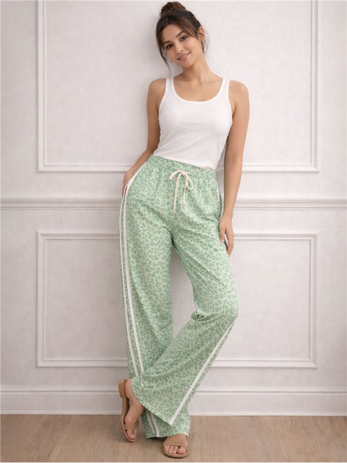 Pantalón animal print con raya lateral