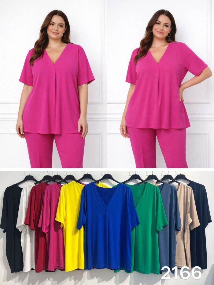 Camicetta in lycra con scollo a V taglie forti | ZD-2166 | B2B