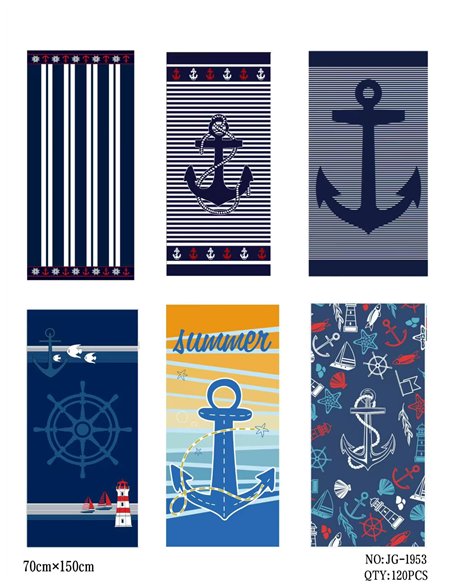 Nautical anchor beach towel