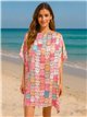 Strandkaftan mit Katzenmuster