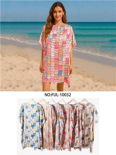 Cat print beach kaftan 2