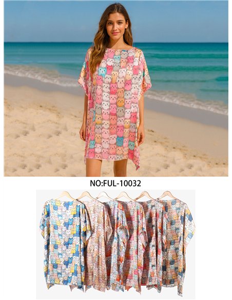 Cat print beach kaftan