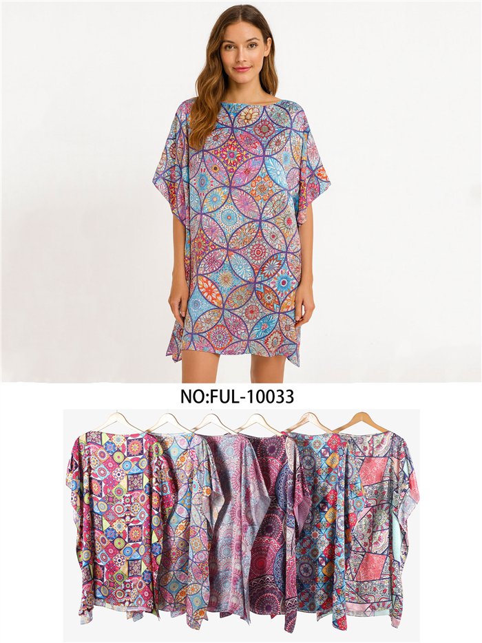 Caftano da spiaggia con stampa mandala