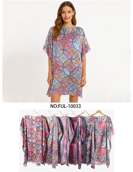 Caftano da spiaggia con stampa mandala