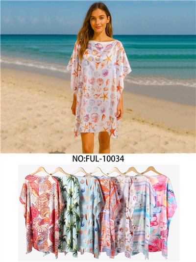 Caftano da spiaggia con stampa di conchiglie 2