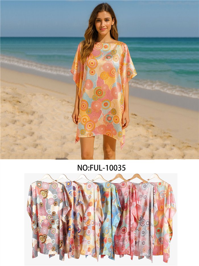 Caftan de praia com estampa circular