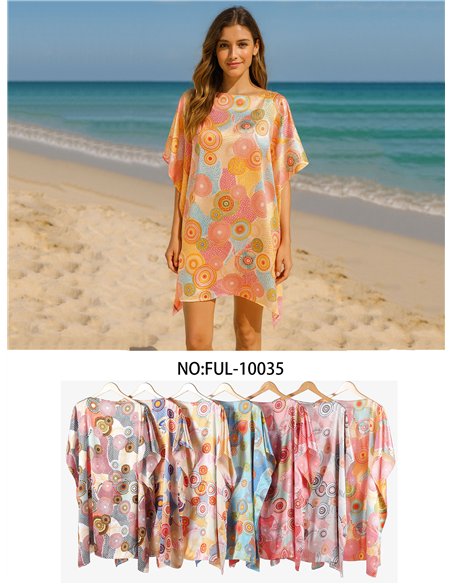 Caftan de praia com estampa circular